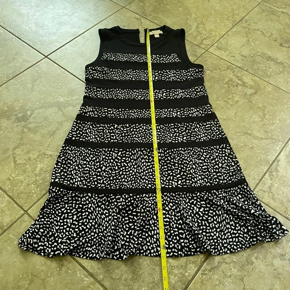 Michael Kors Womens Large Black White Spotted Animal Print Sleeveless‎ Dress L